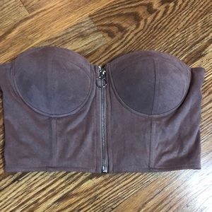Charlotte Russe Velvet Purple Crop Top